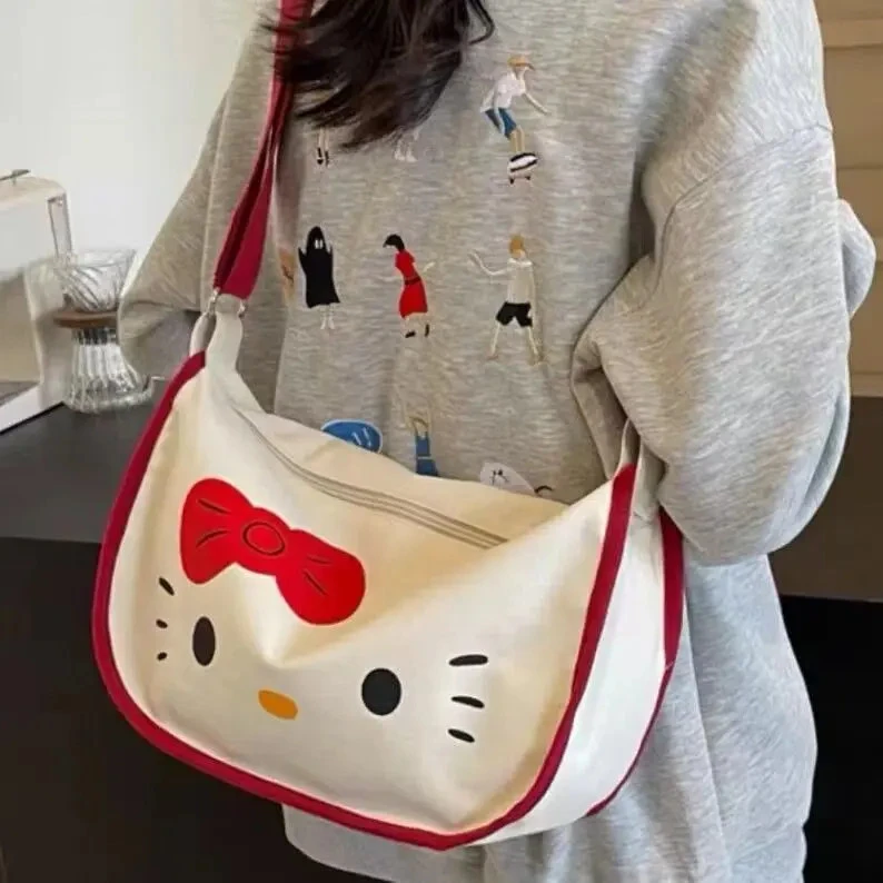 hellokitty斜挎包学生帆布包新款卡通大容量百搭防水耐磨单肩包
