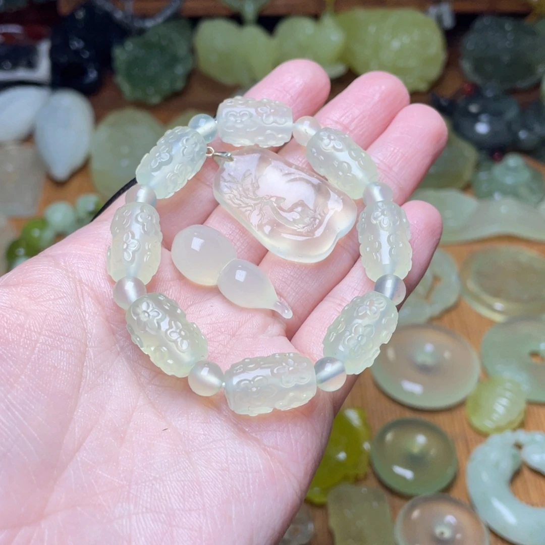 小***儿蛇纹石玉未镶嵌手串