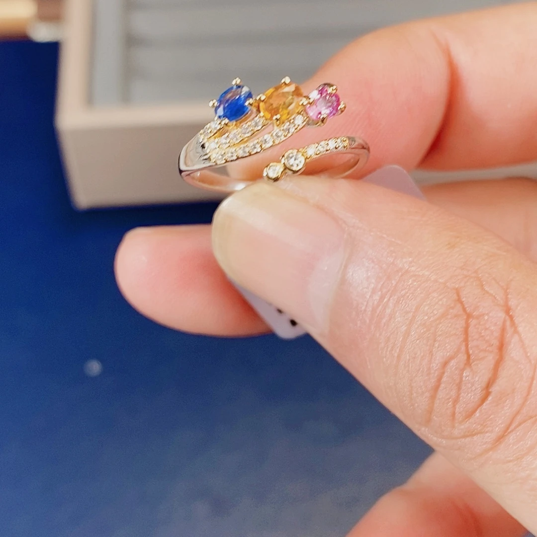 蓝宝石戒指银S925镶嵌