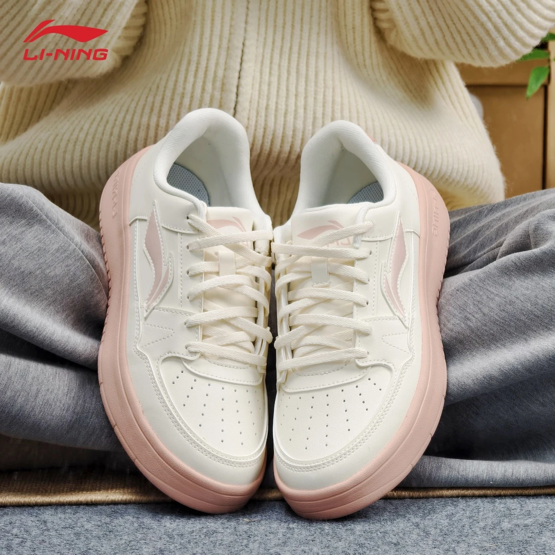 李宁月临女款板鞋2025新品时尚百搭透气厚底低帮增高ins休闲鞋子