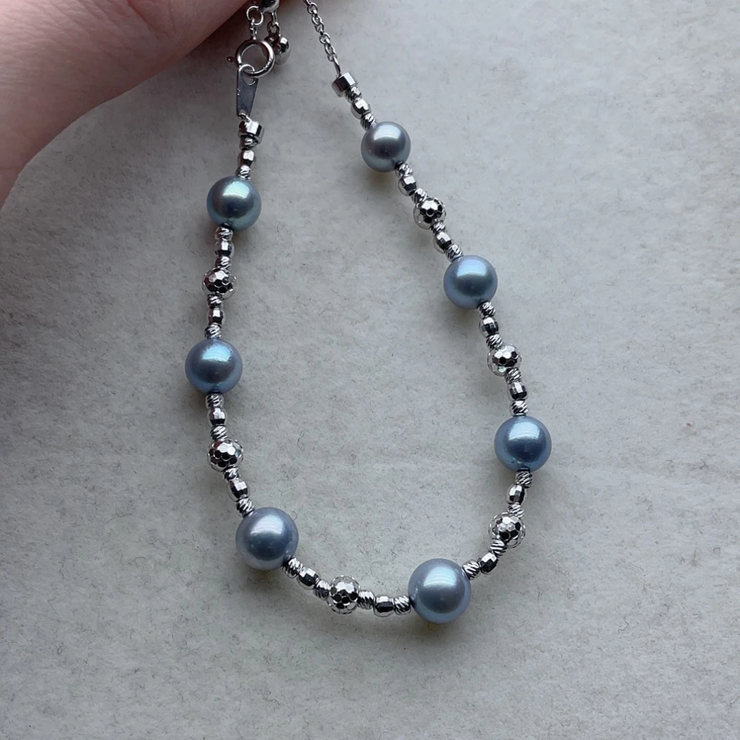 银S925镶嵌海水珍珠手链53