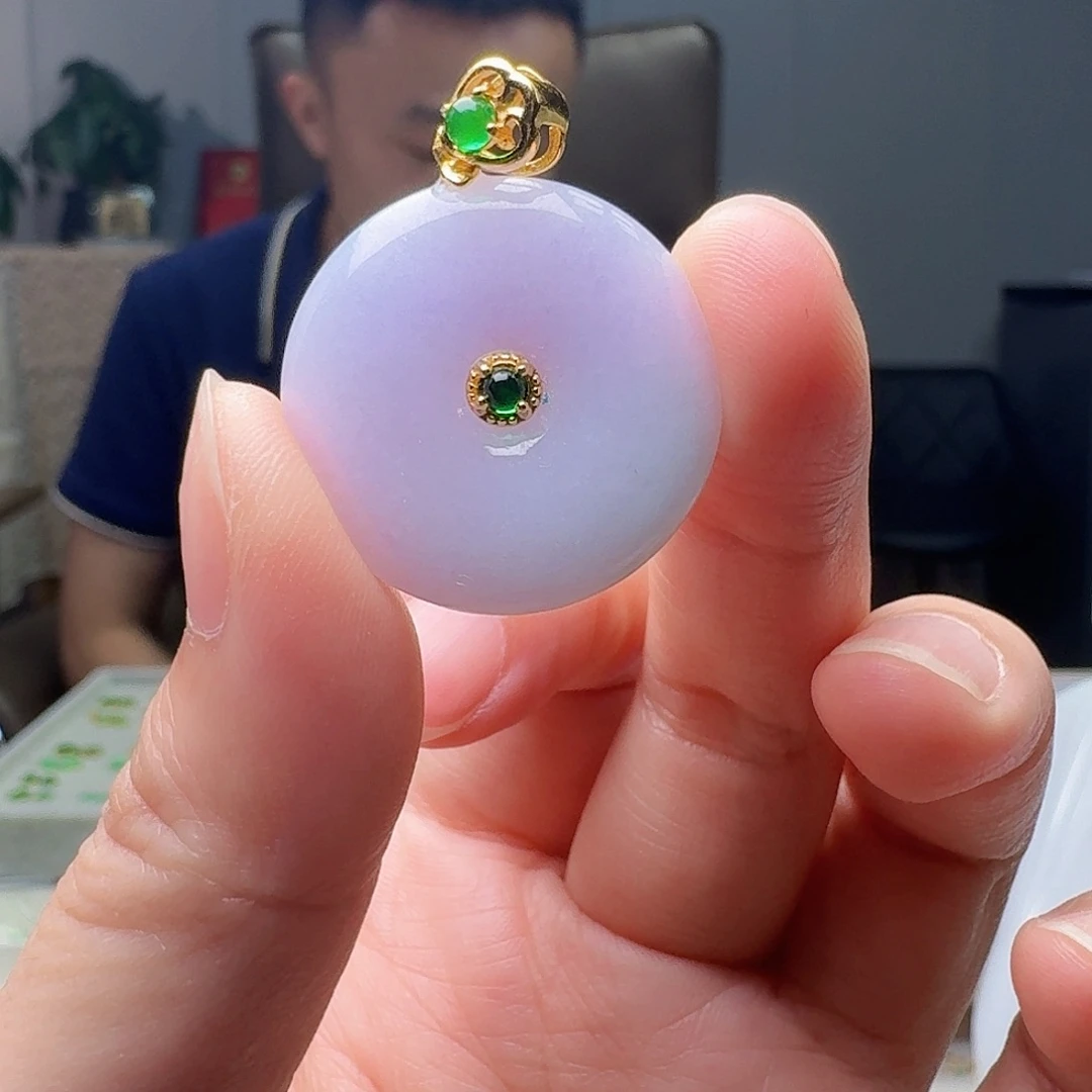 翡翠银S925镶嵌吊坠(不含链)天然