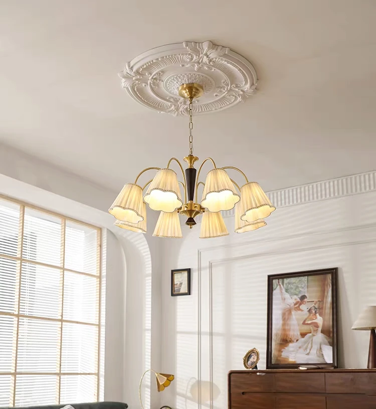 美式吊灯布艺复古客厅灯法式浪漫胡桃木南洋风餐厅卧室灯具