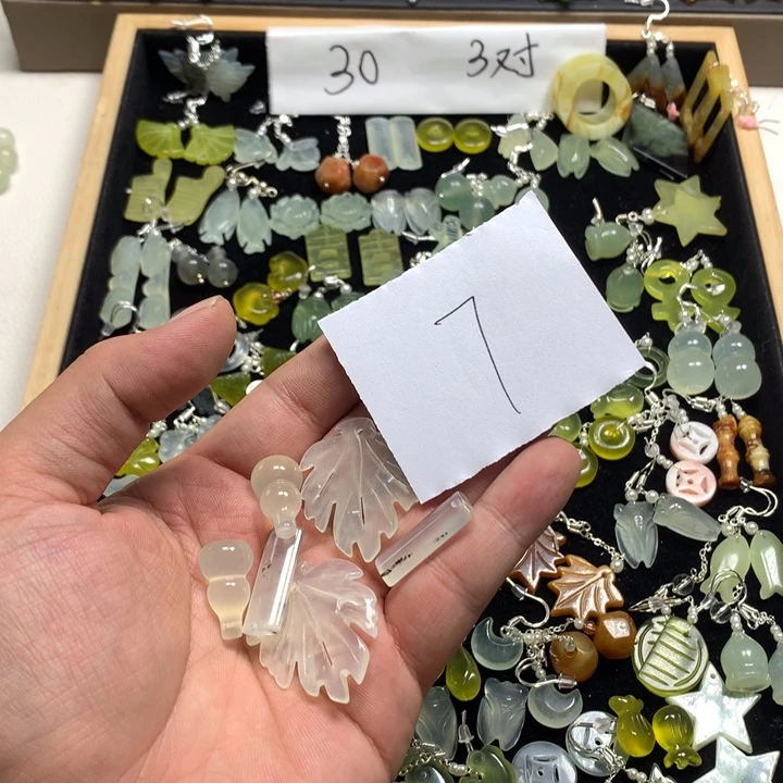 流***离蛇纹石玉合金发夹