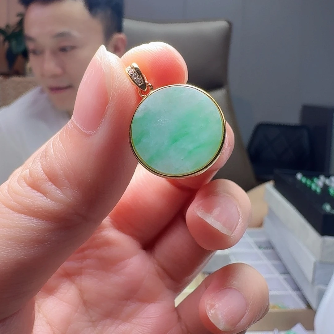 翡翠银S925镶嵌吊坠(不含链)天然