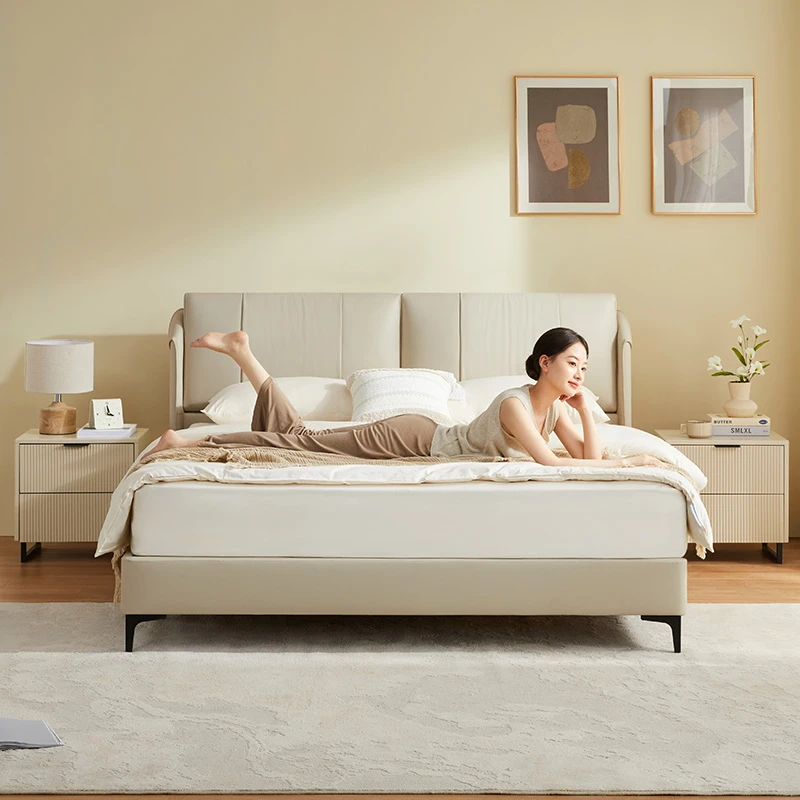 【躺躺单床】喜临门软床头层牛皮大床 可调节靠包分体设计（床架）