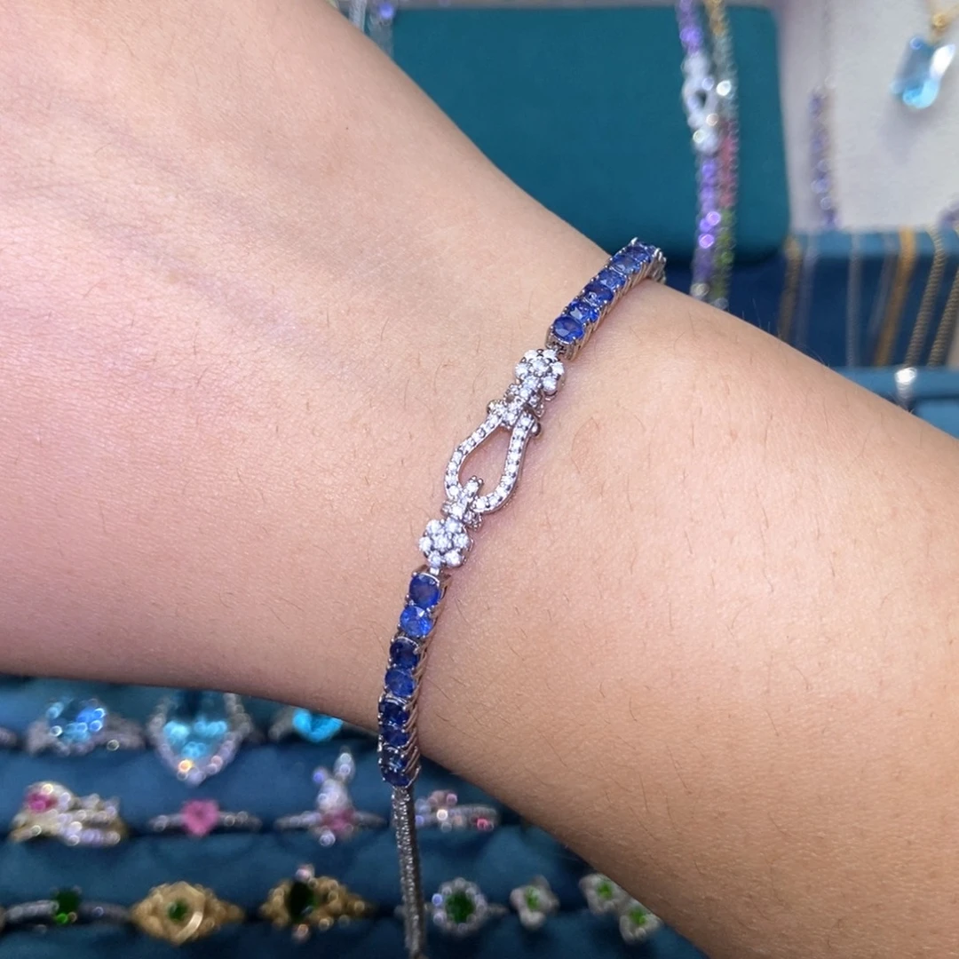 手链银S925镶嵌蓝宝石