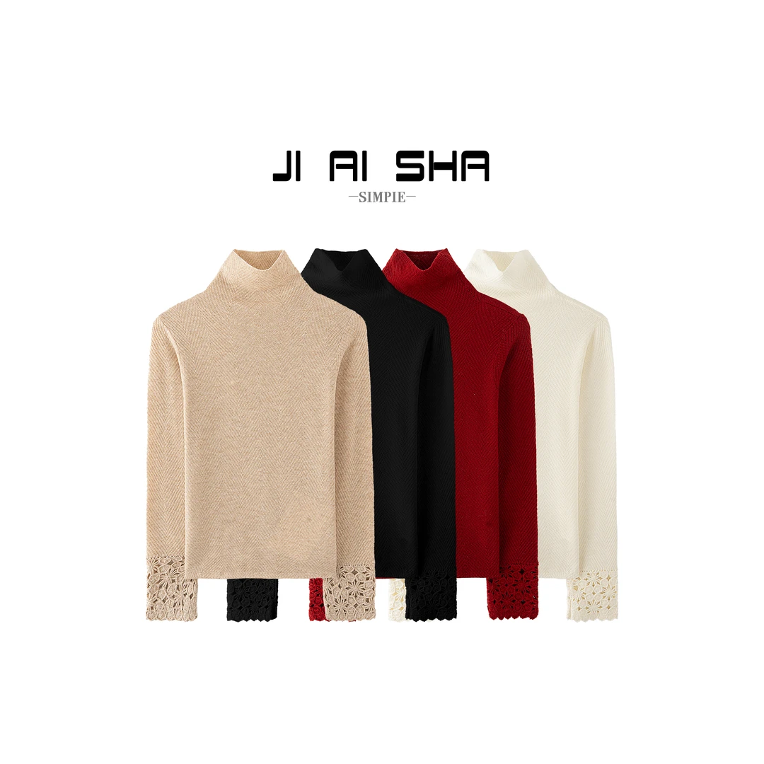 【大眼刘】设计师高领针织修身针织打底