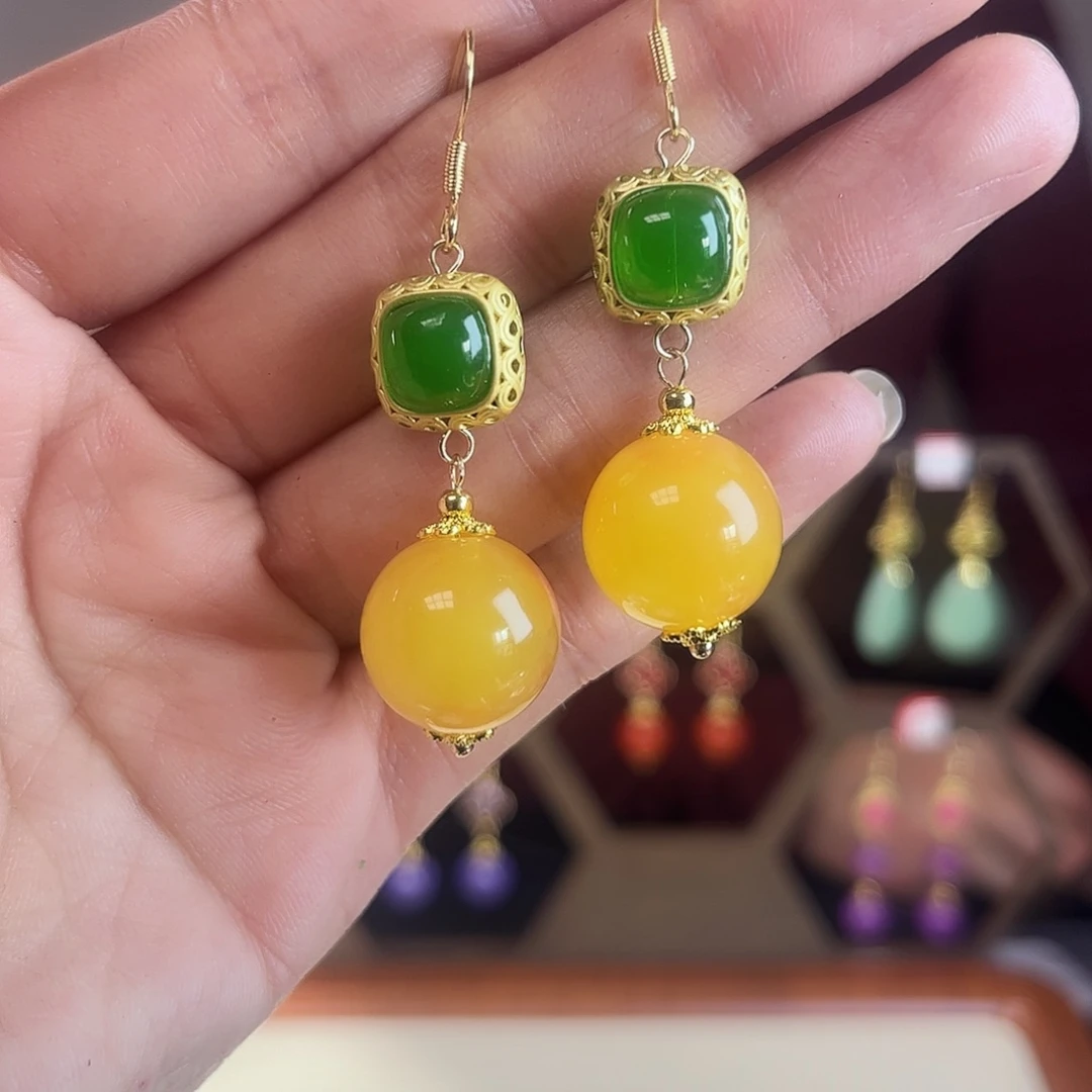 珐琅合金925银耳饰