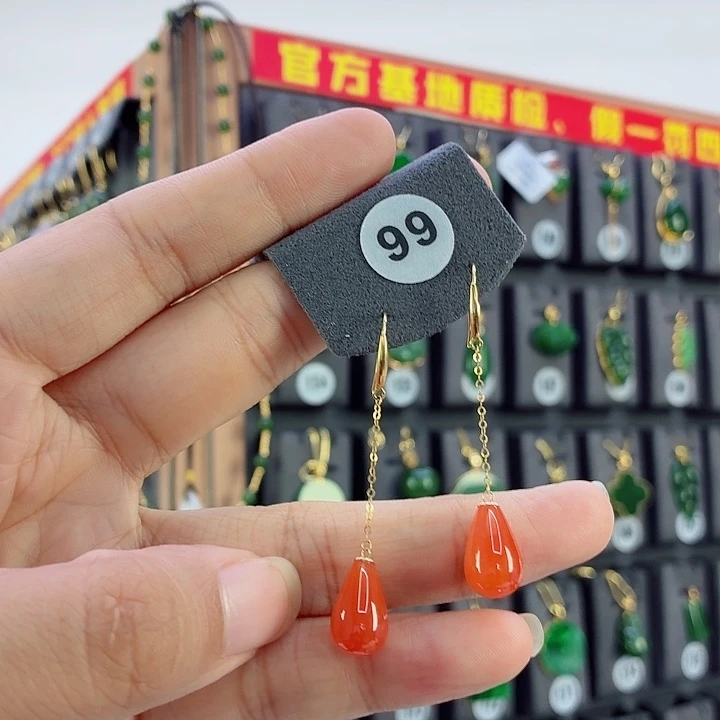 南红玛瑙18K金镶嵌发饰