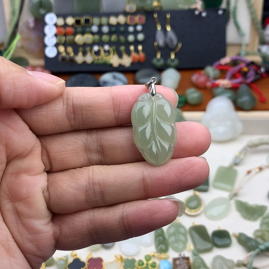 和田玉银S925镶嵌吊坠(不含链)