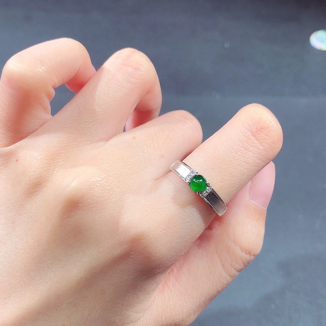 银S925镶嵌戒指翡翠翡翠