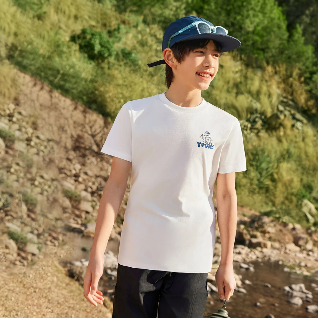 李宁男女大童T恤2025夏季新品纯棉圆领休闲运动短袖文化衫YHSV173