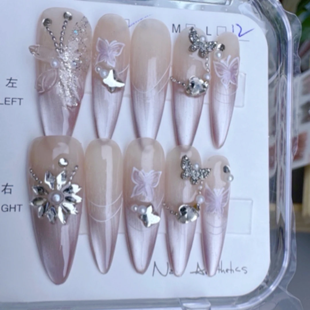 冰蝶3.0长尖温柔纯欲手工穿戴甲