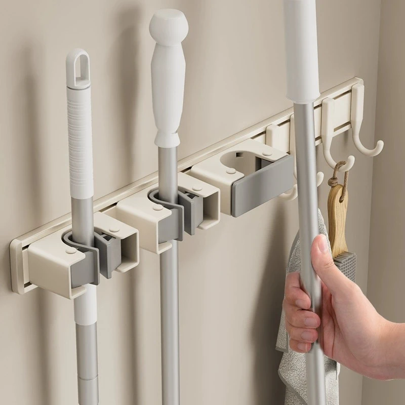 壁挂拖把夹架免打孔挂钩阳台浴室卫生间卡扣固定扫把置物收纳挂架