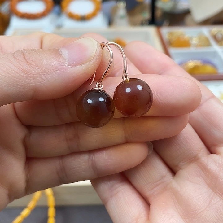 蓝珀珠宝奇石银S925镶嵌13+ 红蓝珀