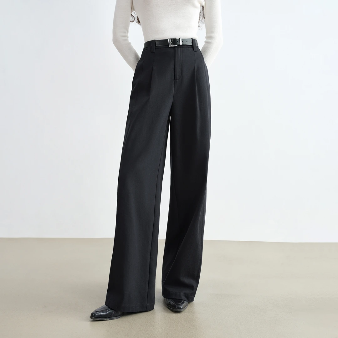 自巧小个子流光风直筒阔腿裤休闲裤高腰显瘦拖地裤长裤25ZQ93069