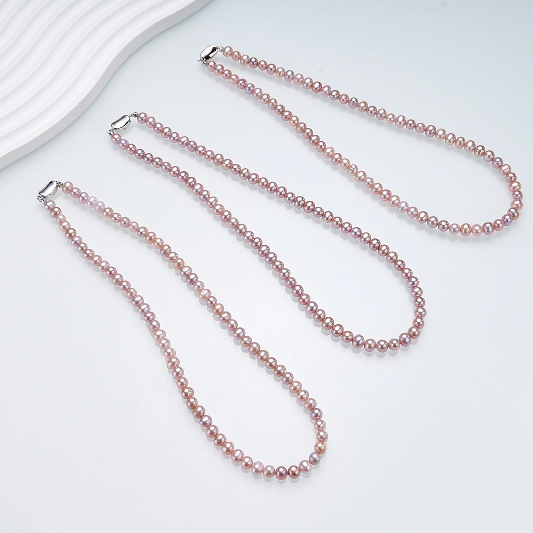 【爱摸鱼专属】S925银淡水糖果色珍珠元宝扣近圆锁骨链5-6m多样发一