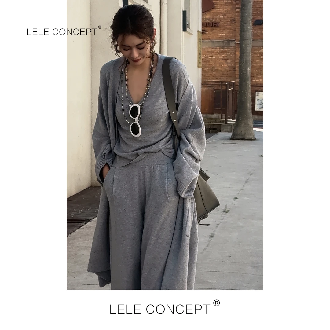 LELE CONCEPT丨「丽」都市时尚休闲风V领半袖收腿裤套装T0167