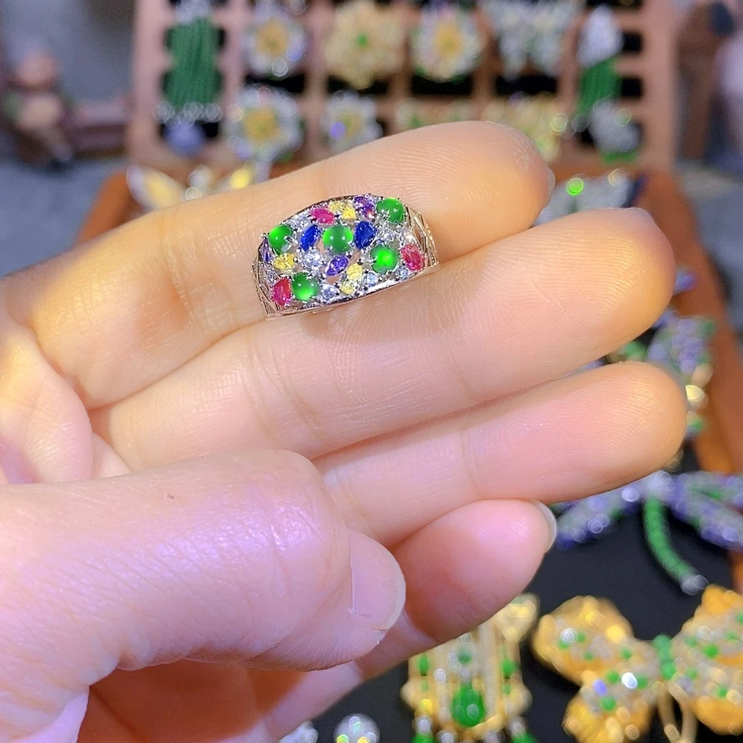 吊坠(不含链)银S925镶嵌翡翠