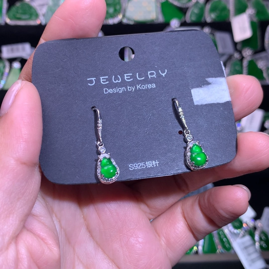 【闪购商品】银S925镶嵌翡翠耳饰