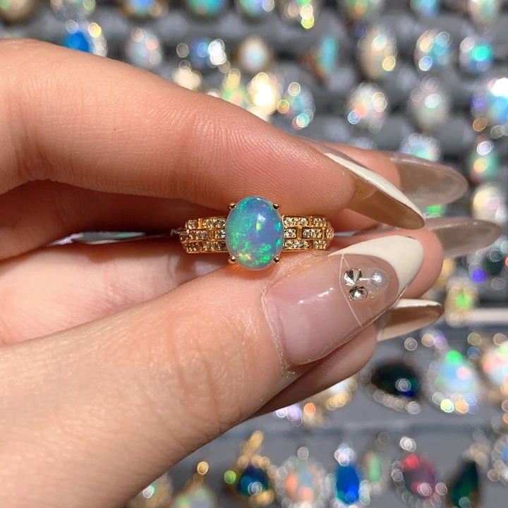 欧泊福利戒指w银S925镶嵌