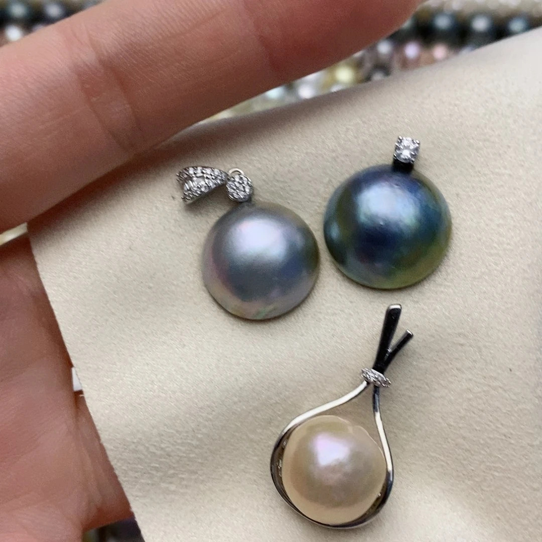 【闪购商品】银S925镶嵌拼合珍珠（马贝珠）颈饰等**r