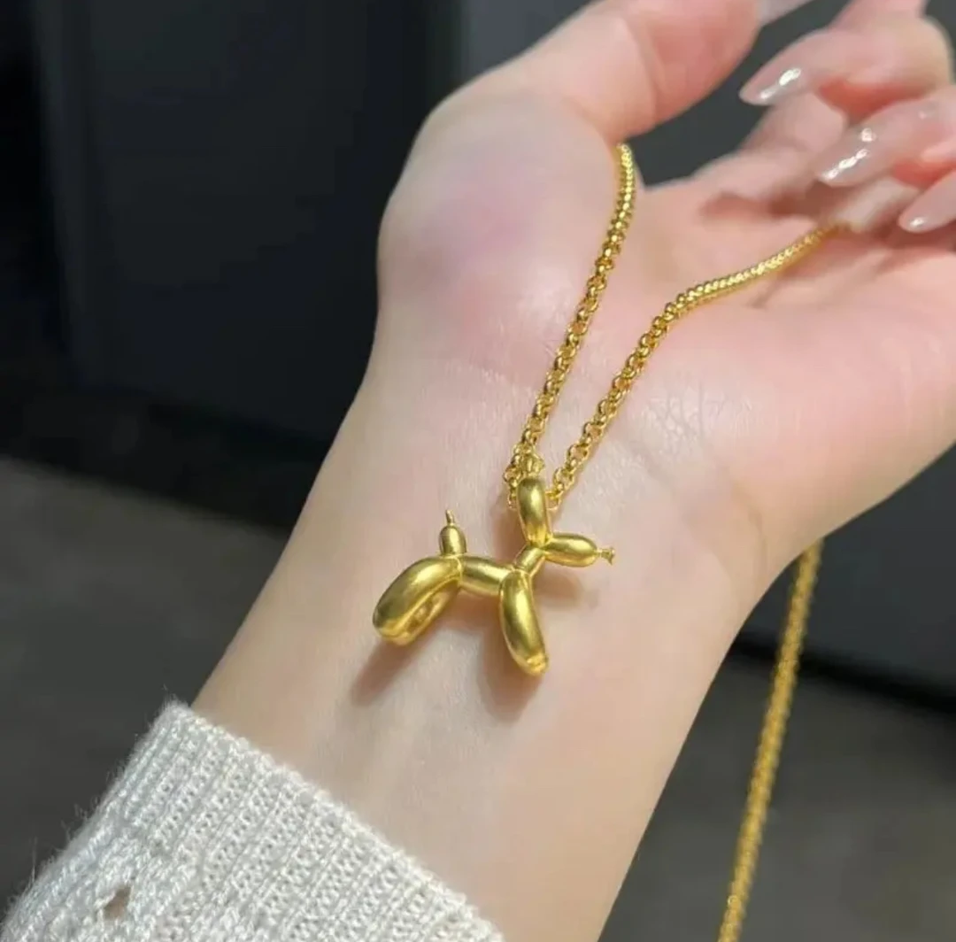 气球小狗足金999韦雪同款网红爆款水贝黄金首饰按克多投资金