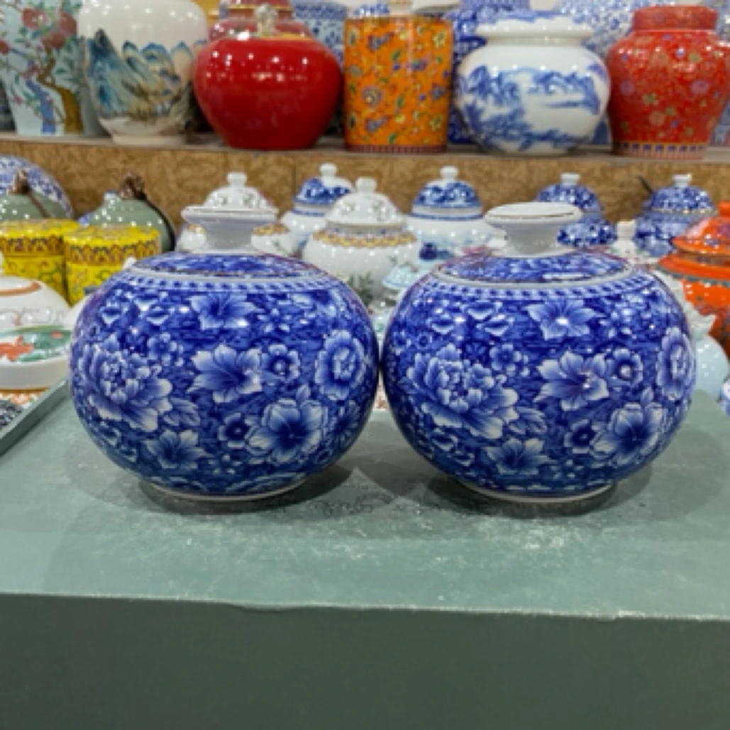 青花瓷陶瓷茶叶罐e371