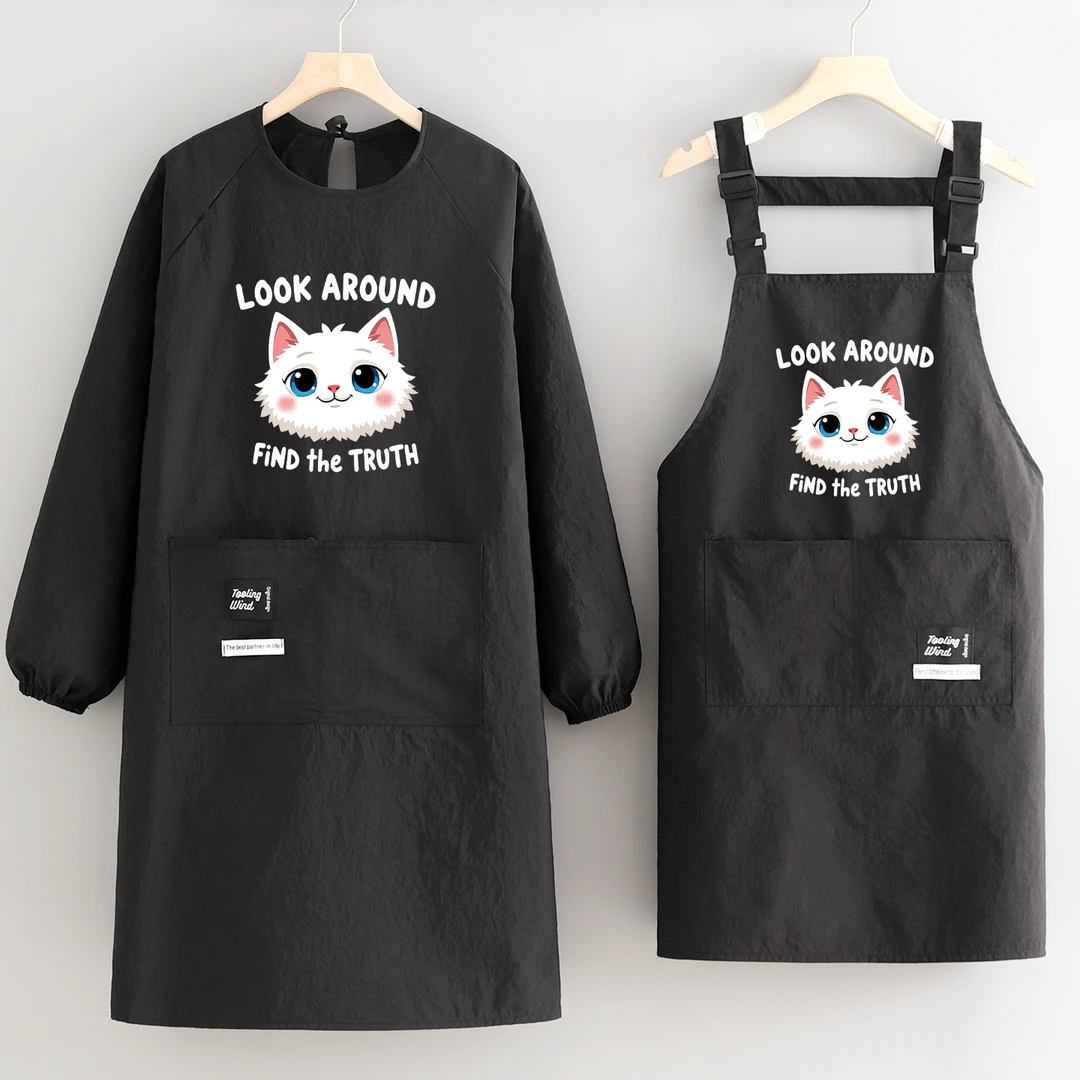 卡通防泼水长袖围裙厨房家用做饭罩衣餐饮专用工作服定制印字围腰