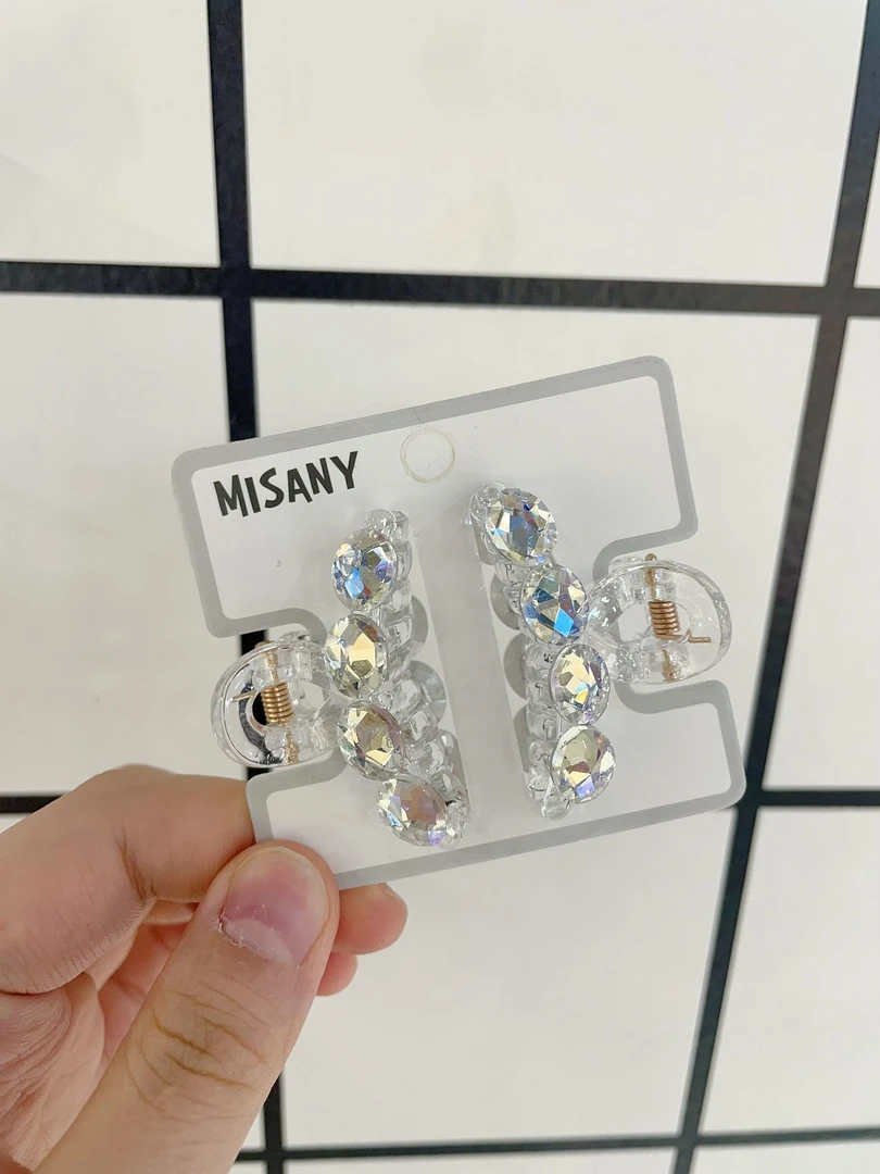 双面透明锆石中号抓夹女2025新款高J感后脑勺发夹气质鲨鱼夹发饰