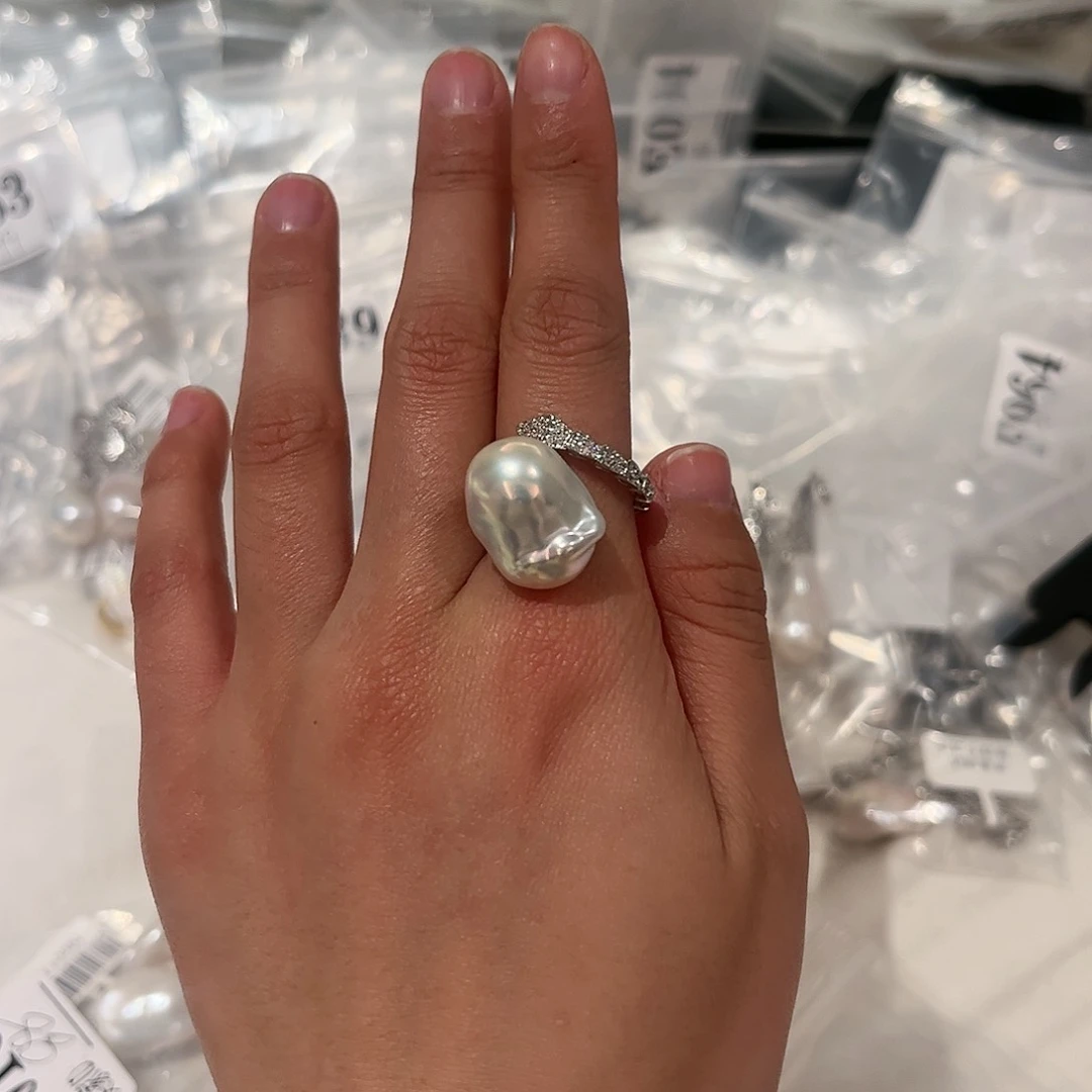 淡水珍珠戒指合金