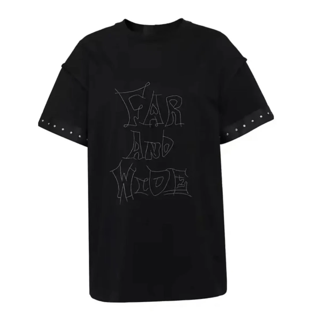 AMASS/阿玛施新款休闲印花质感珠链设计酷感廓形体恤女士5301099