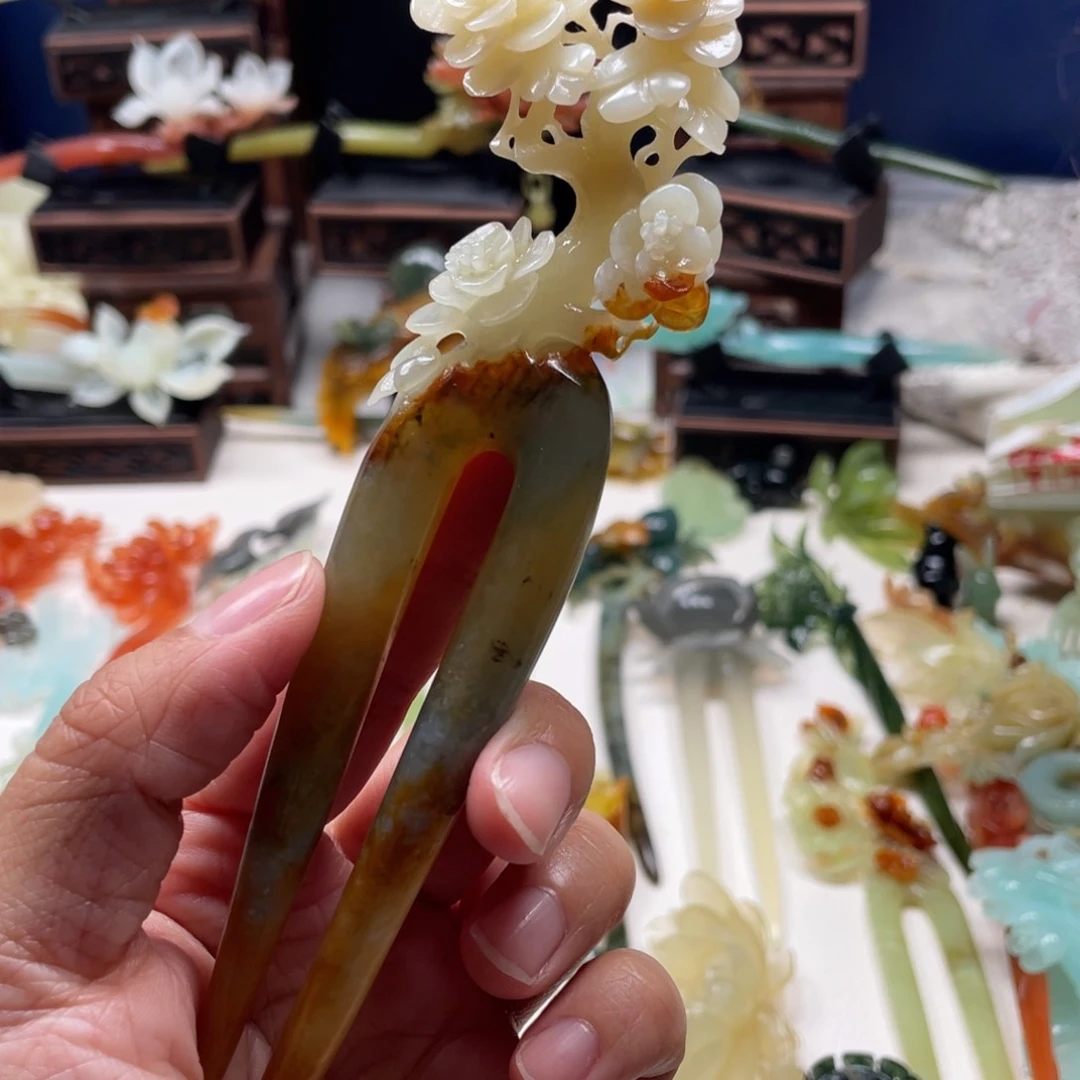 【闪购商品】蛇纹石玉未镶嵌发饰夏**