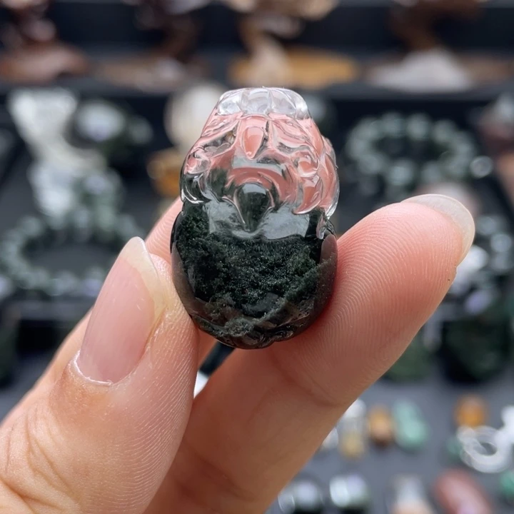 颈饰未镶嵌水晶绿幽灵聚宝盆貔貅