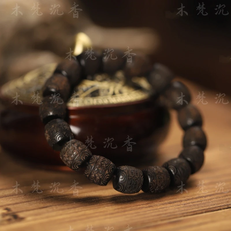 增香沉香木【回纹单圈1.2直切】无礼盒手串老料文玩