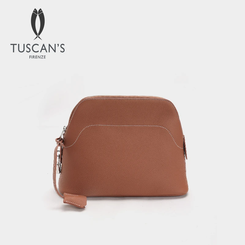 TUSCAN'S真皮朋克风包挎包长款复古贝壳包单肩简约小众时代集团