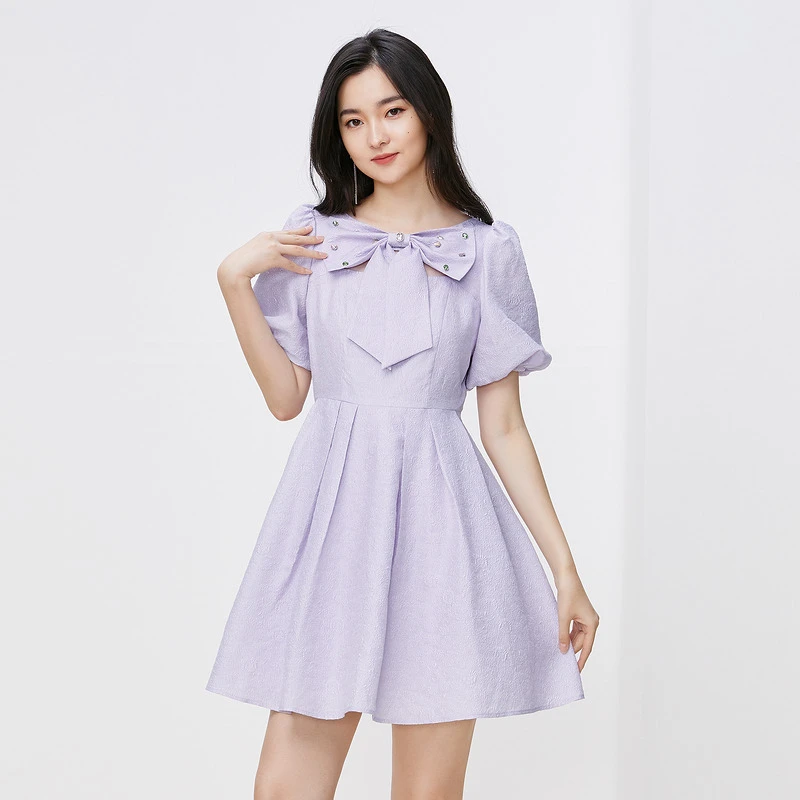 missCOCOON仙女裙子2023夏装新款女装大蝴蝶结可盐可甜初恋连衣裙