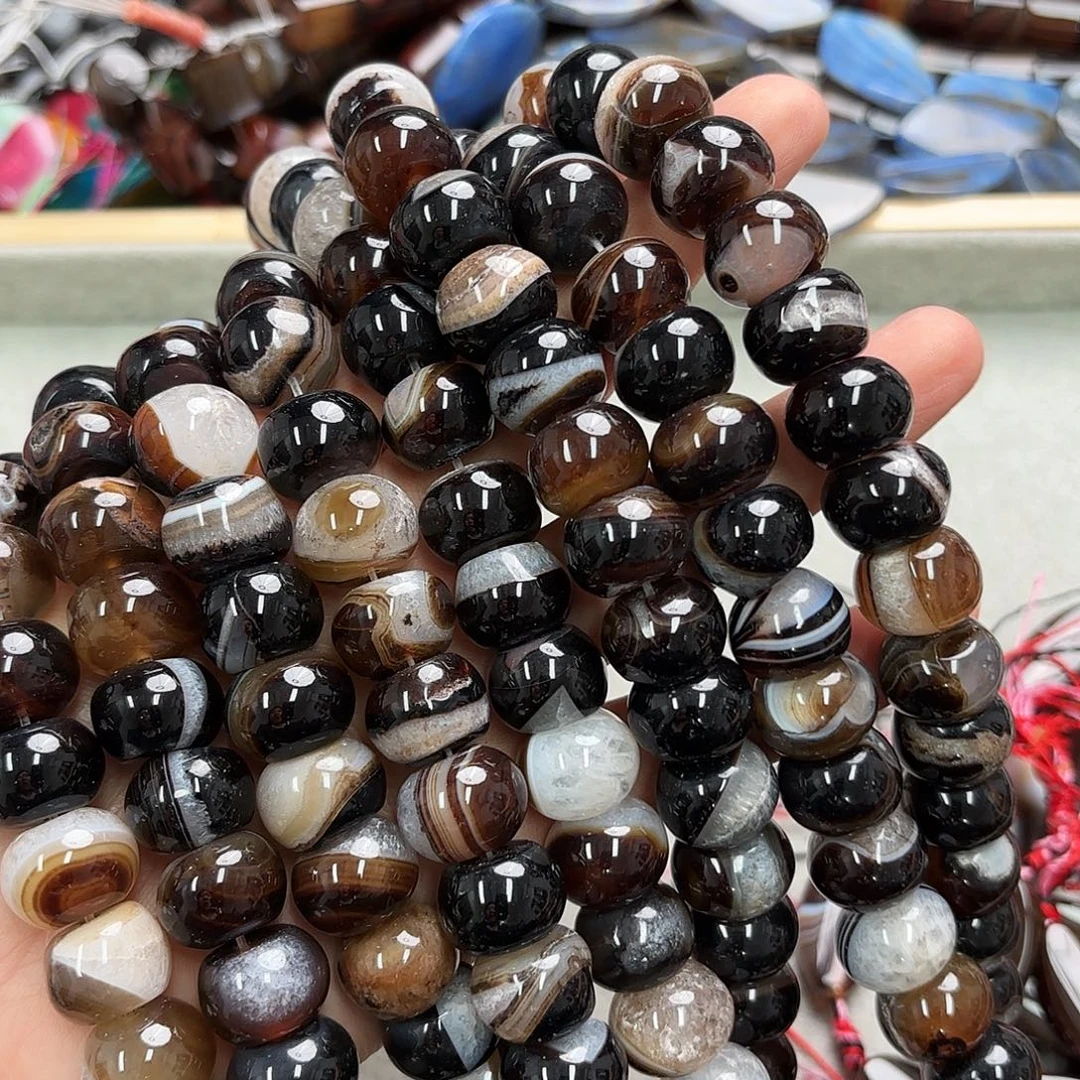 玛瑙/玉髓未镶嵌珠宝半成品卡16共生玛瑙大算盘一条