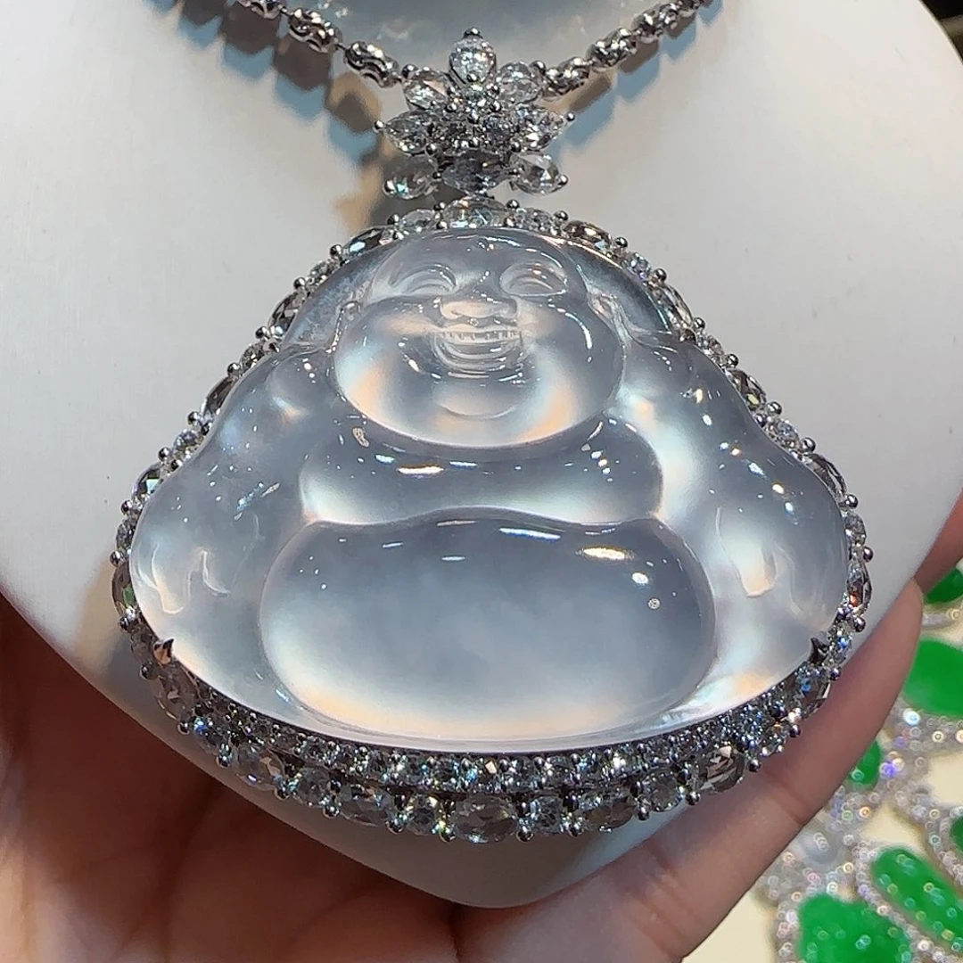 翡翠18K金镶嵌吊坠(不含链)佛公