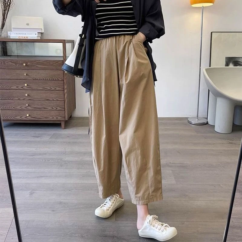 2025秋季新款宽松显瘦高腰休闲哈伦裤子女日系时尚外穿气质阔腿裤