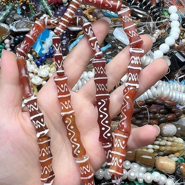 玛瑙/玉髓合金珠宝半成品一颗10x30m红玛瑙