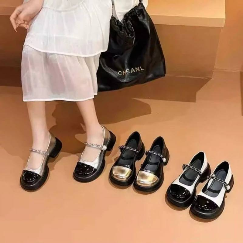 （多多鞋服001）厚底玛丽珍女配裙子法式小皮鞋2025新款浅口乐福鞋