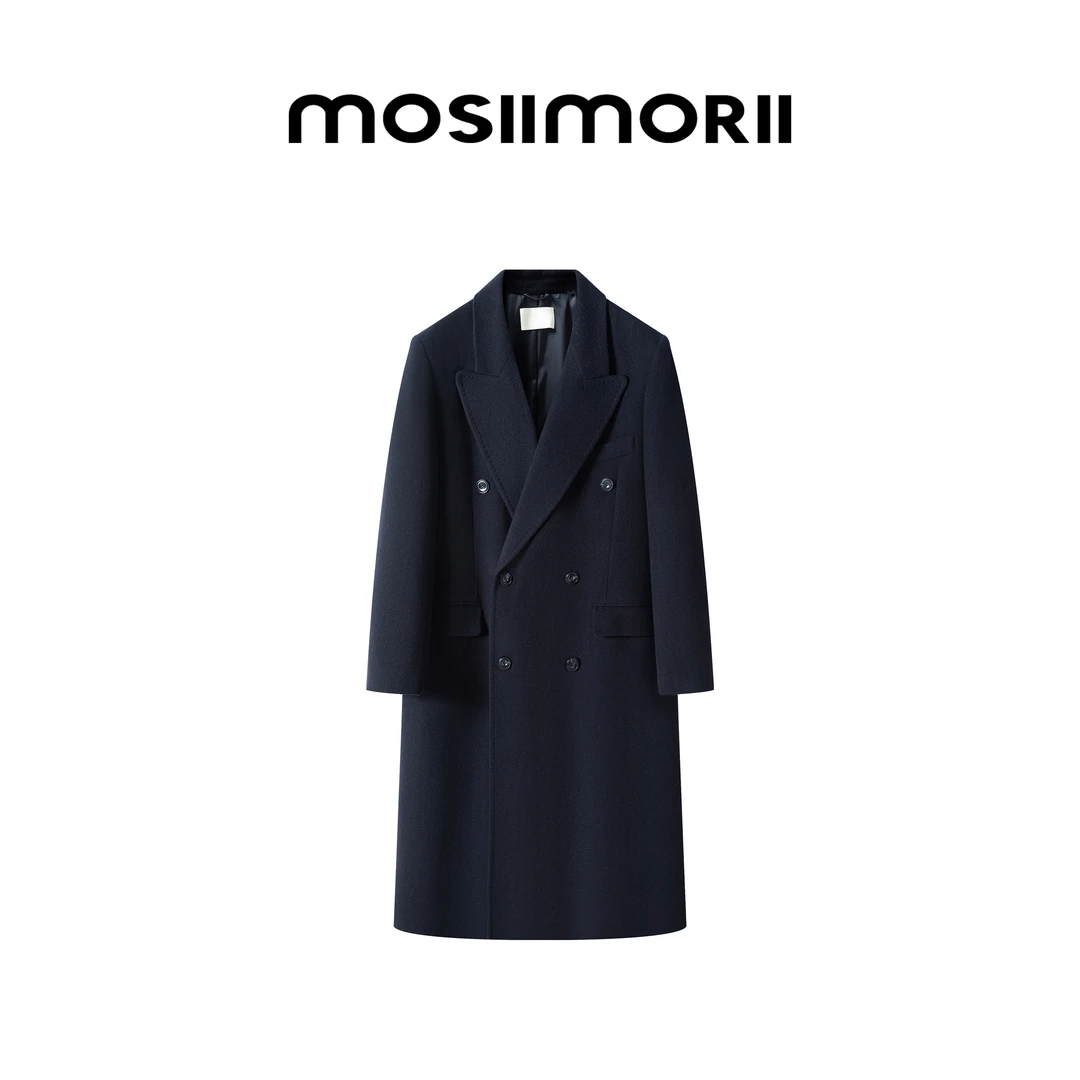 【海德堡】100%绵羊毛秋冬优雅时髦翻领毛呢外套宽松西装廓形大衣