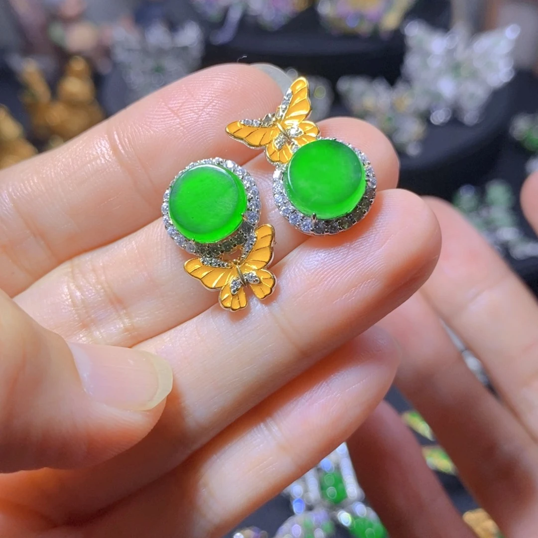 翡翠银S925镶嵌颈饰天然翡翠