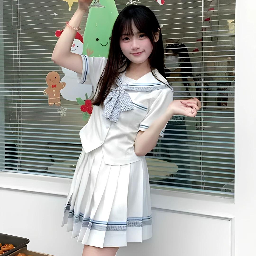 夏季小栀收腰jk制服水手服日系白色学院风水手服套装裙子