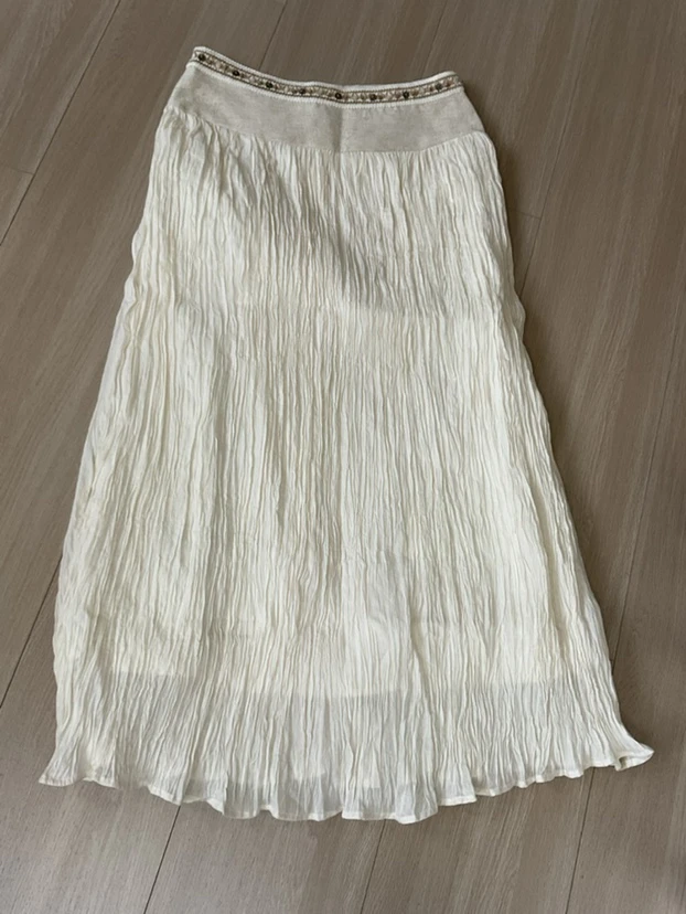 夏款质感百褶长半裙