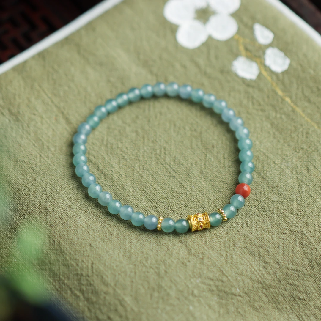 翡翠圆珠时尚百搭小清新送礼女款单圈手串