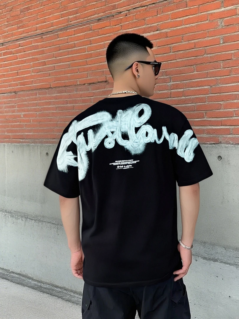 【拼接落肩袖】男士T恤时尚高货潮牌新款个性百搭休闲情侣短袖25116