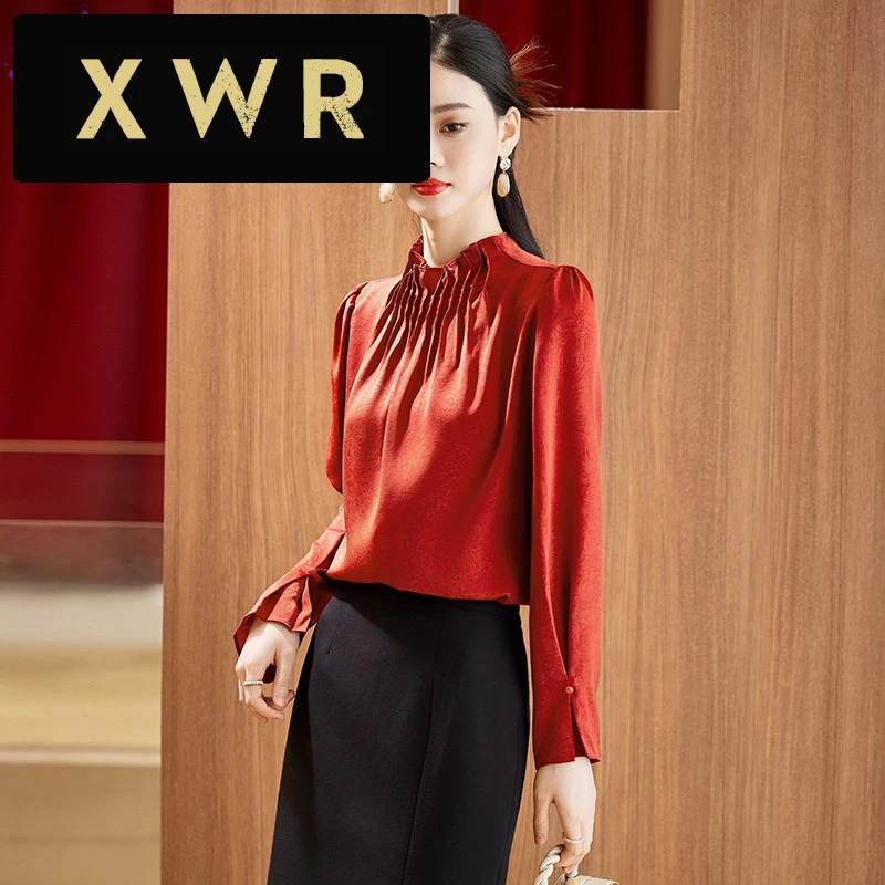 红色衬衫女长袖2025新款春秋设计感法式气质洋气独特漂亮小衫上衣